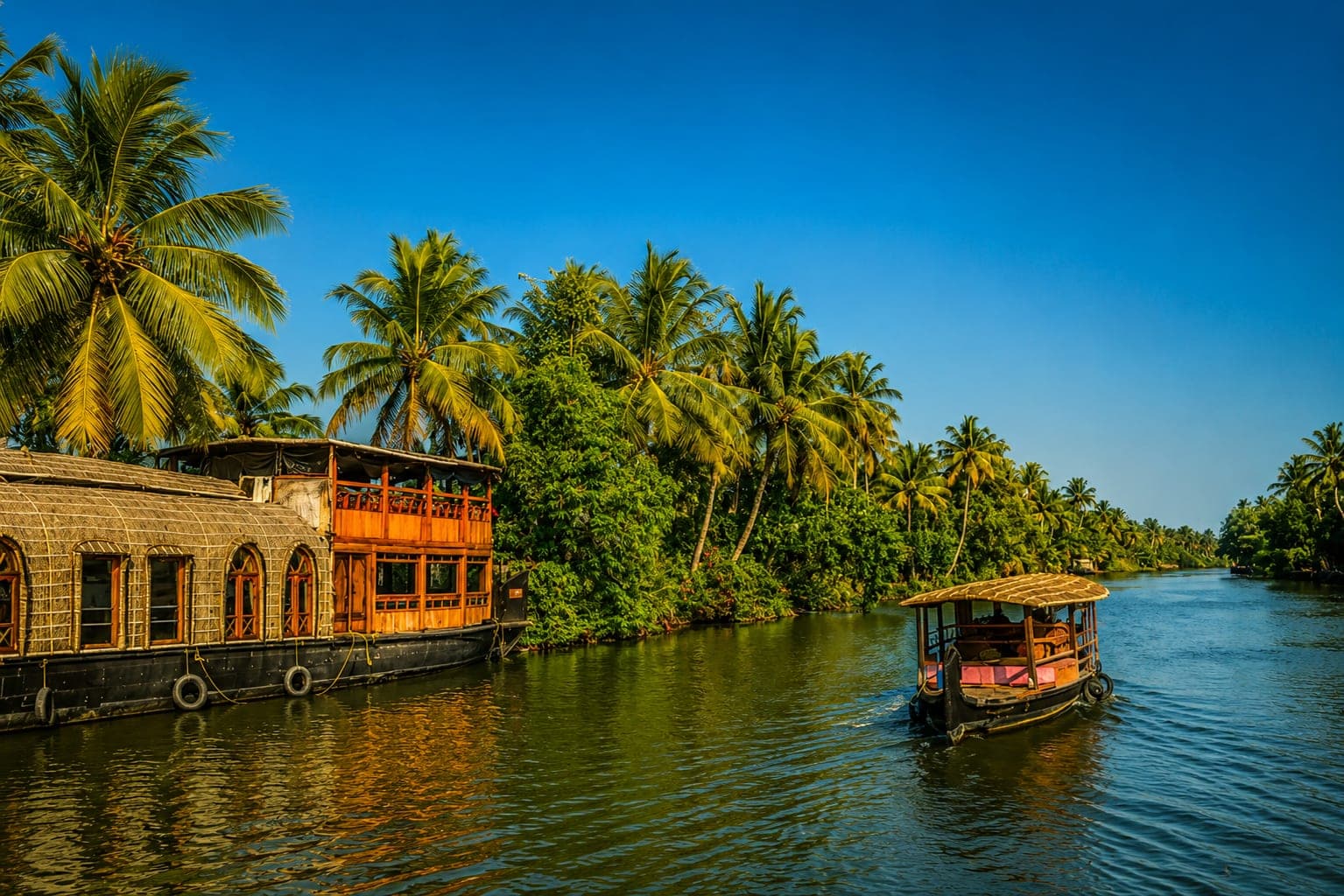 A traditional houseboat on Alleppey's backwaters
