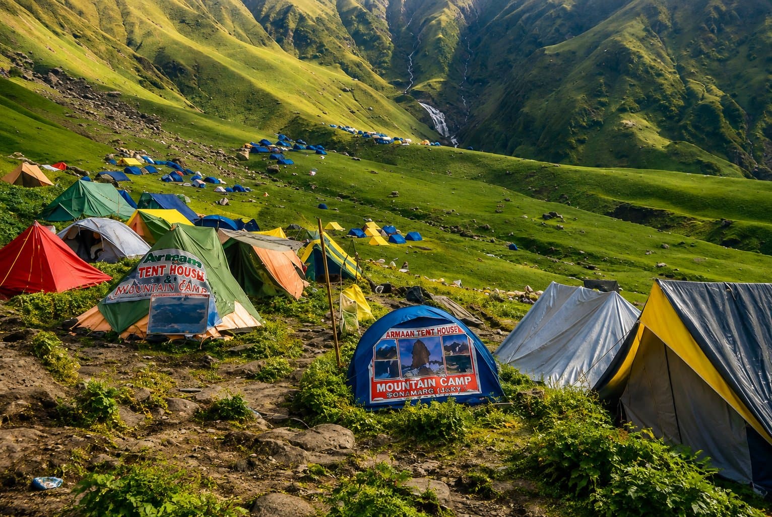 A Himalayan tented mountain camp similar to the riverside camp near Shreekhand Mahadev