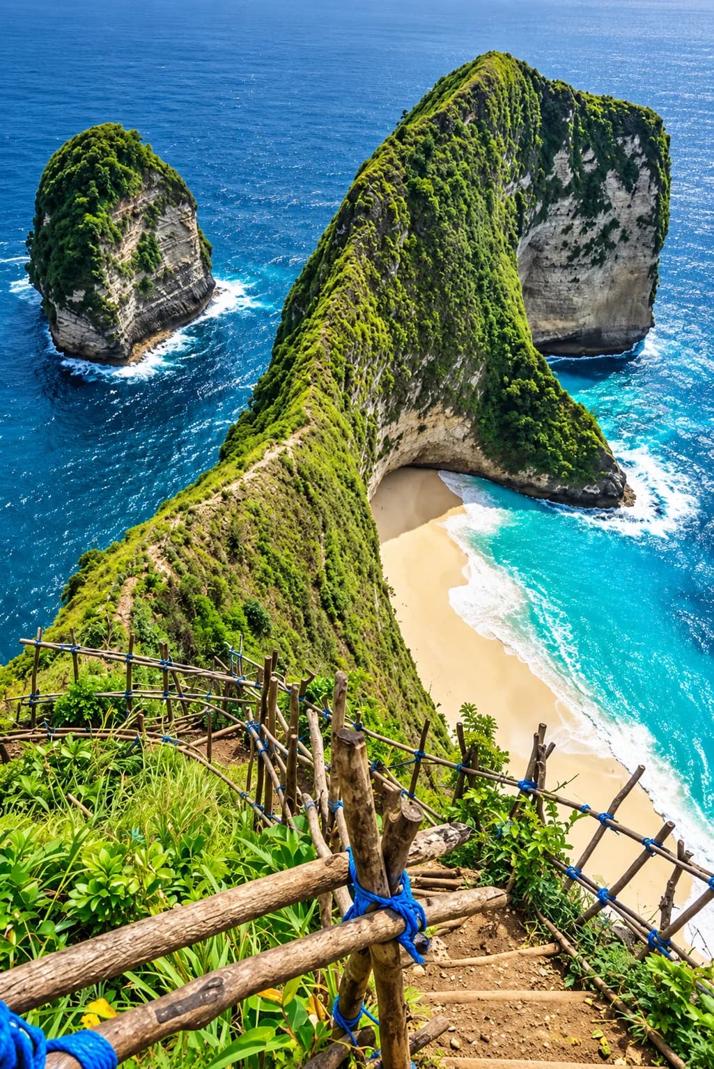 Kelingking Beach's cliff-and-lagoon viewpoint on Nusa Penida, Bali