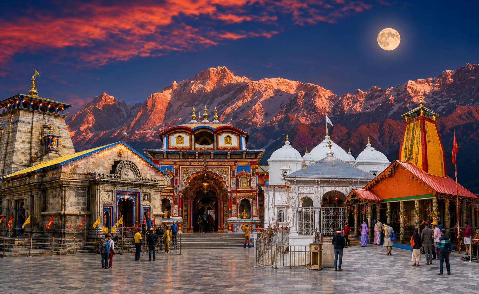 The four Char Dham shrines — Yamunotri, Gangotri, Kedarnath and Badrinath