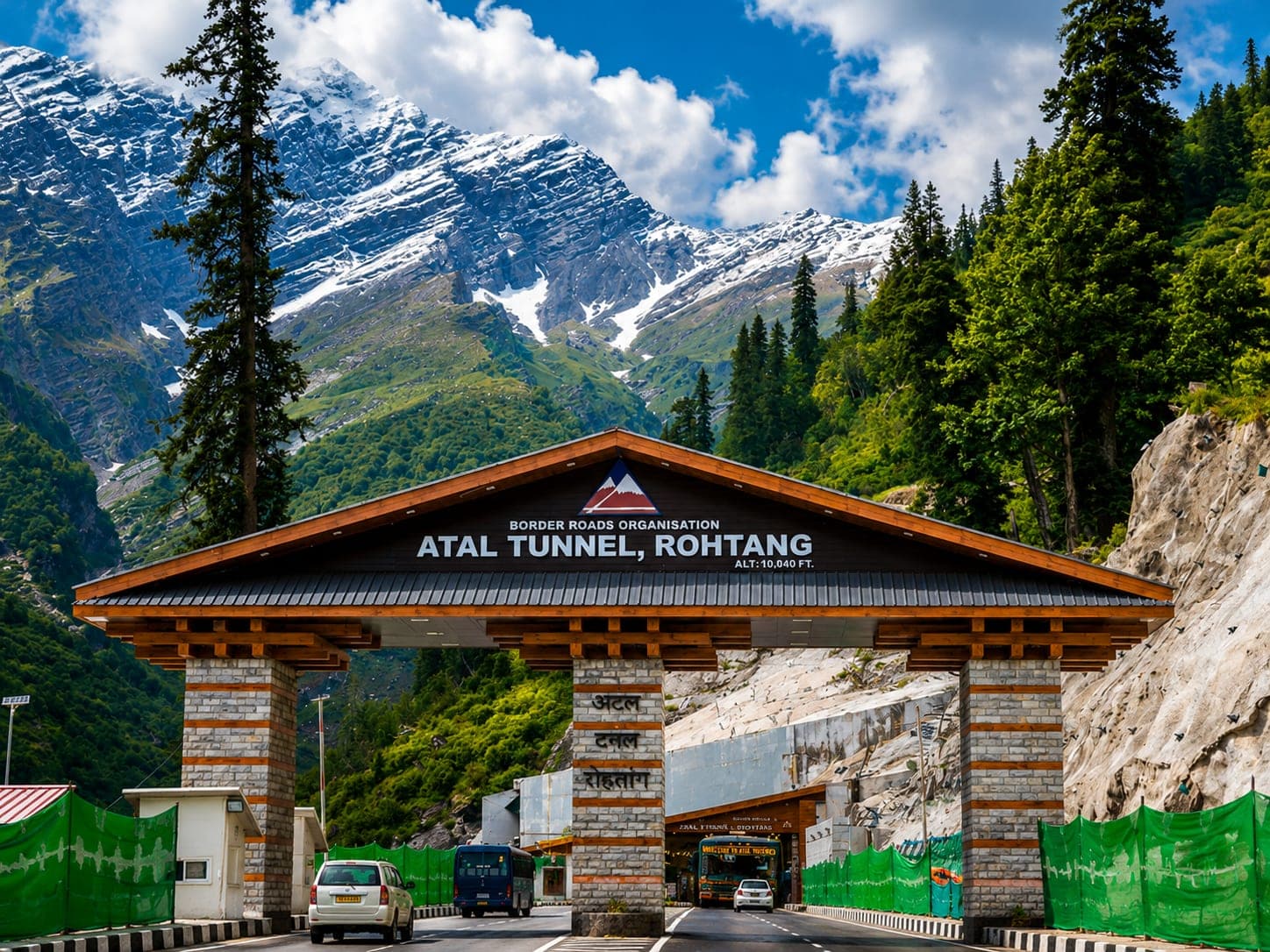 The entrance to the Atal Tunnel near Manali