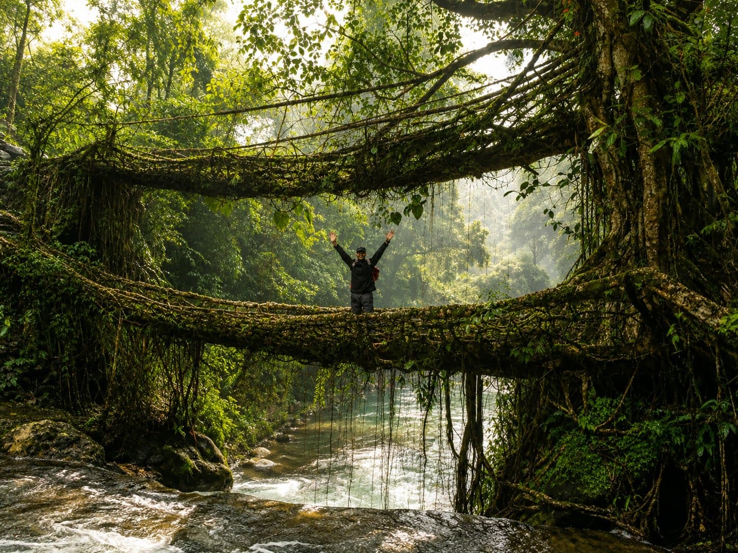 The Living Root Bridge near Mawlynnong, Meghalaya
