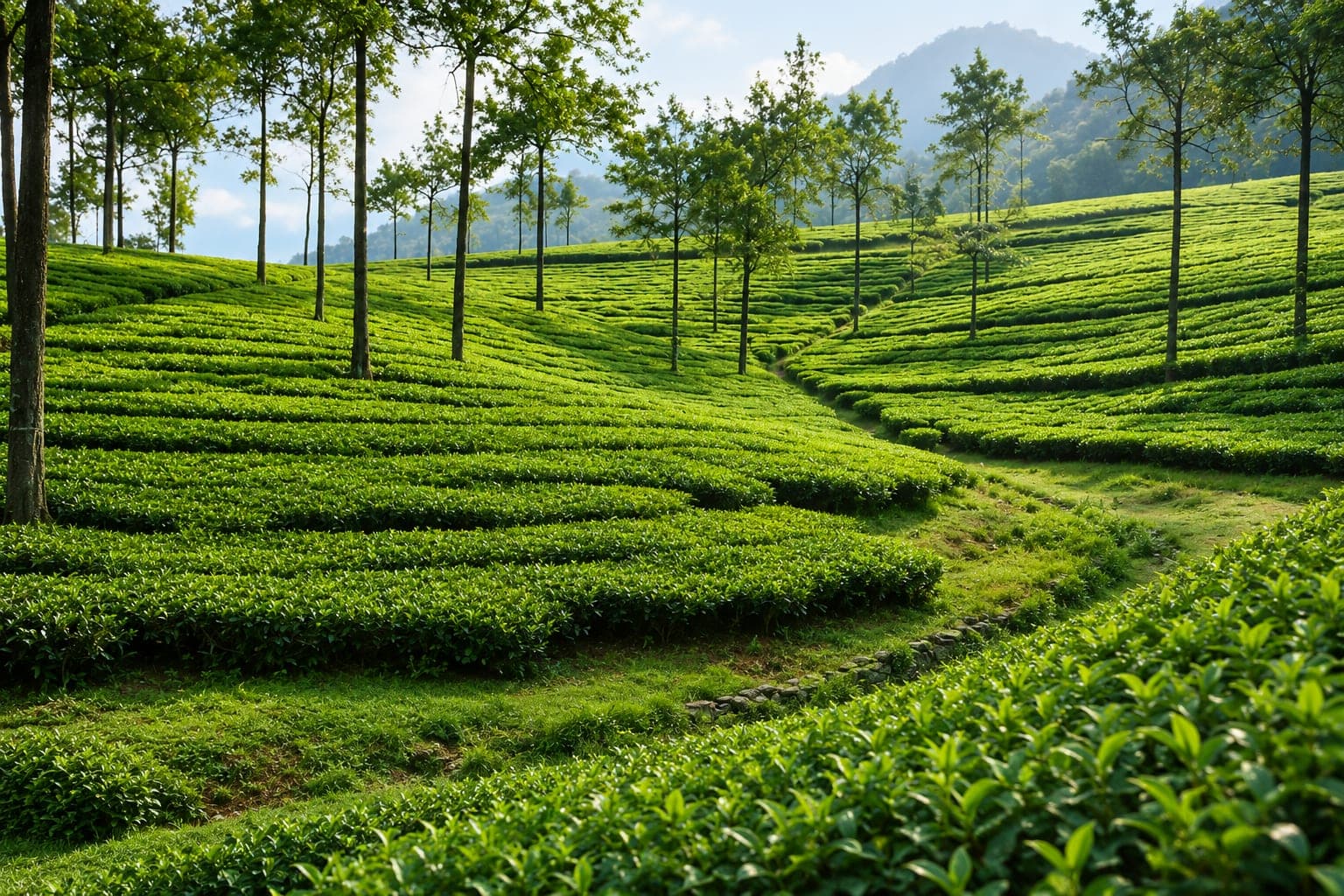 Tea garden hillside in Munnar
